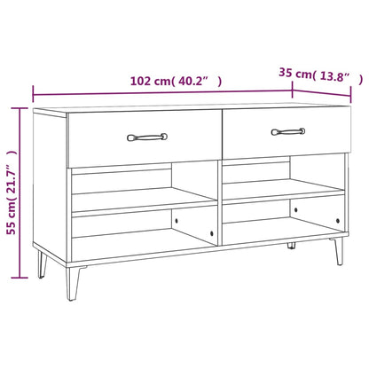 Kenkäteline Kenkäkaappi sonoma tammi 102x35x55 cm