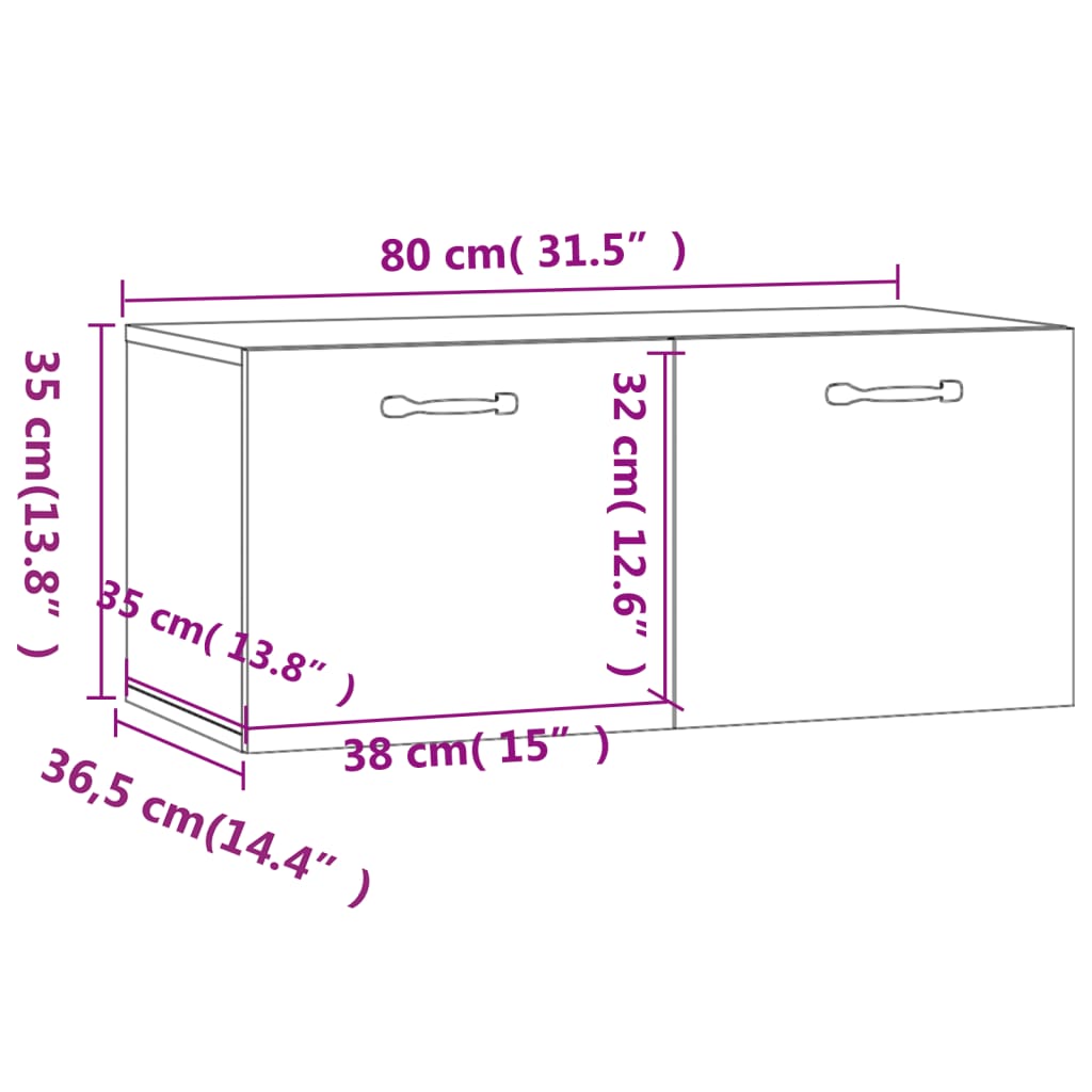 Seinäkaappi betonin harmaa 80x36,5x35 cm