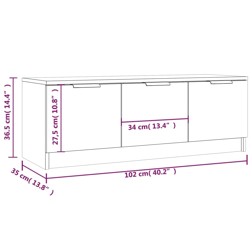 TV-möbel brun ek TV-bänk 102x35x36,5 cm