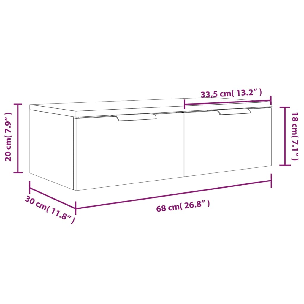 Seinäkaappi ruskea tammi 68x30x20 cm