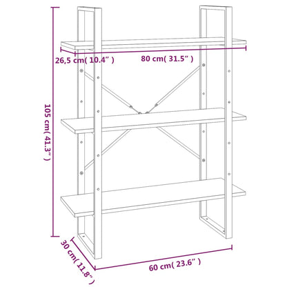 Kirjahylly sonoma harmaa 80x30x105 cm