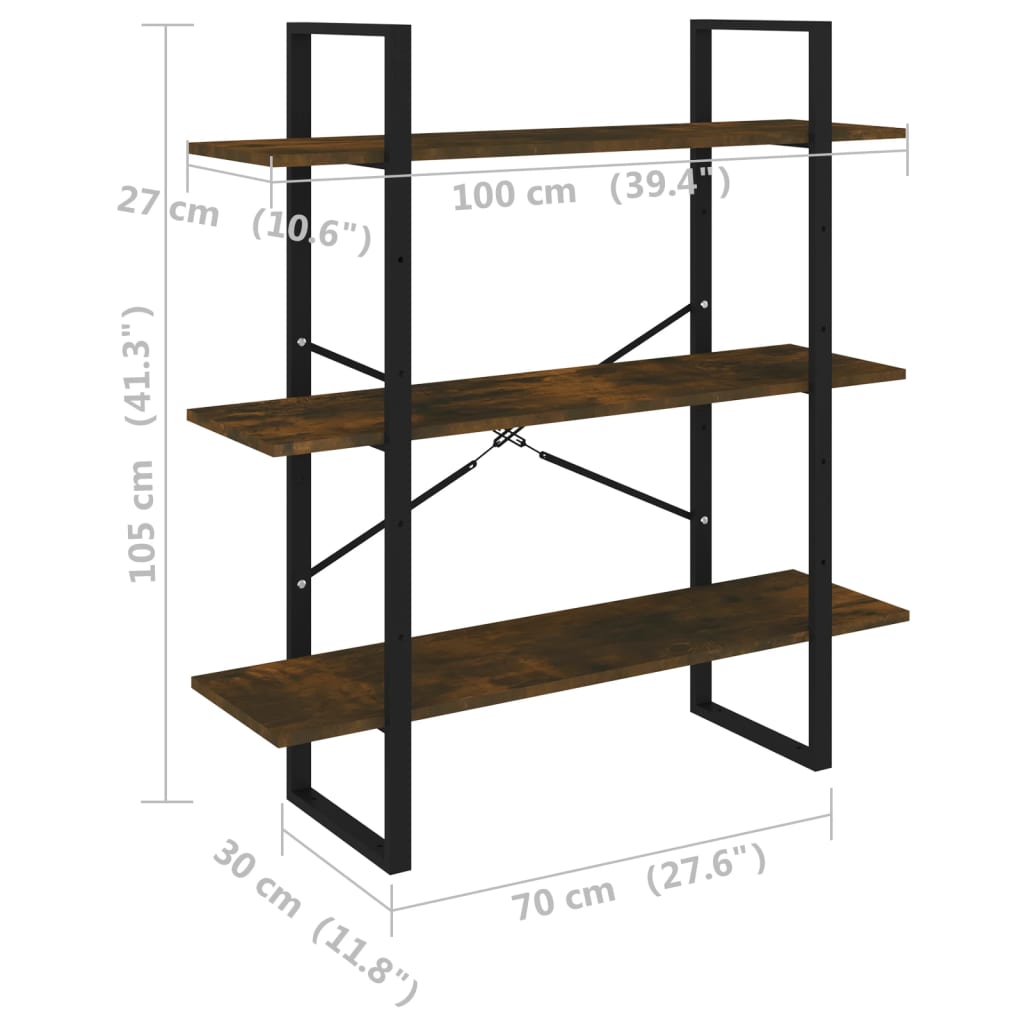 Kirjahylly tammi savunvärinen 100x30x105 cm