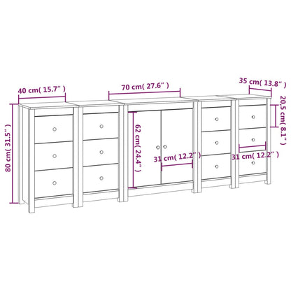 Skänk vit 230x35x80 cm massiv trä furu