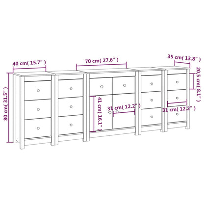 Skänk vit 230x35x80 cm massiv trä furu