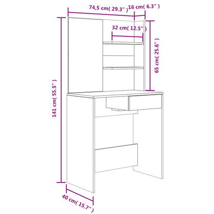 Sminkbord svart 74,5x40x141 cm