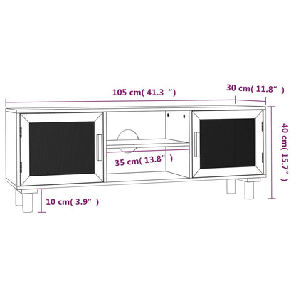 TV-möbel svart massiv trä furu TV-bänk 105x30x40 cm naturlig rotting