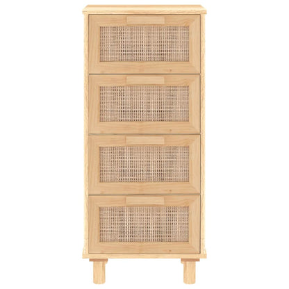 Skänk Brun 40x30x90 cm massiv furu och naturlig rotting