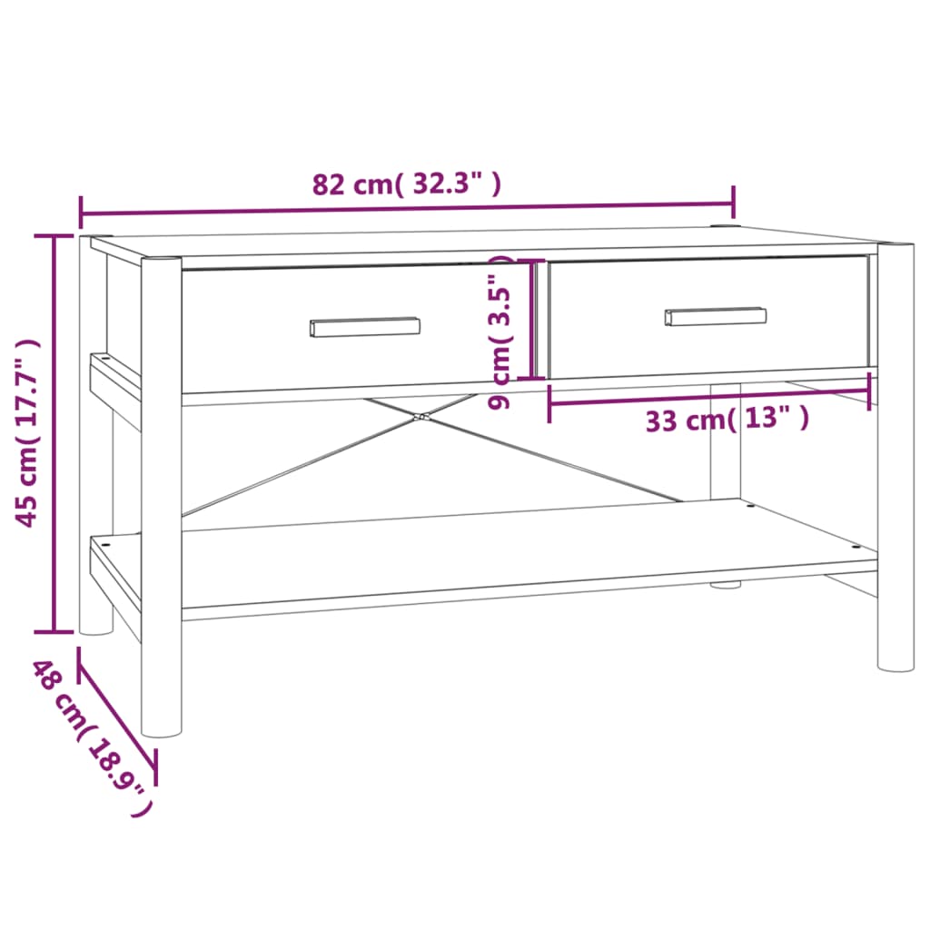 Soffbord svart 82x48x45 cm