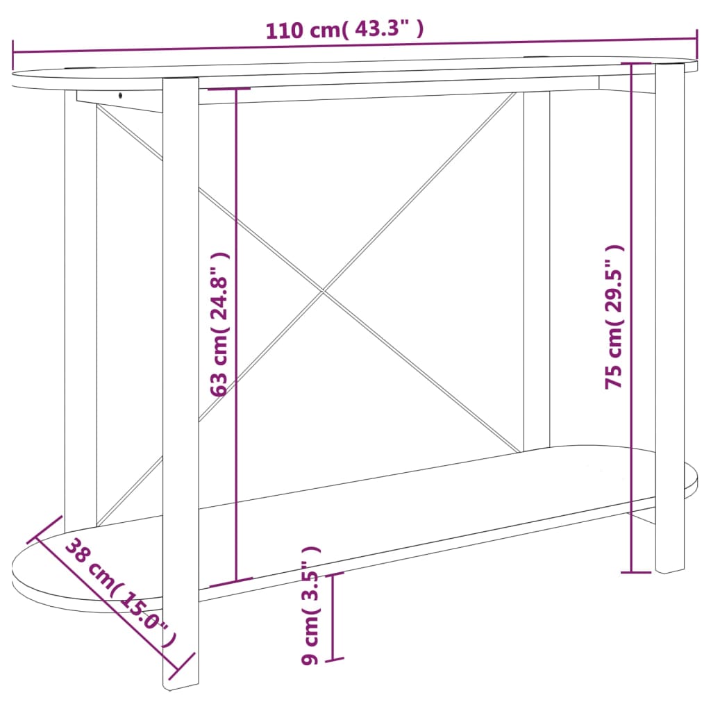 Avlastningsbord konsolbord svart 110x38x75 cm