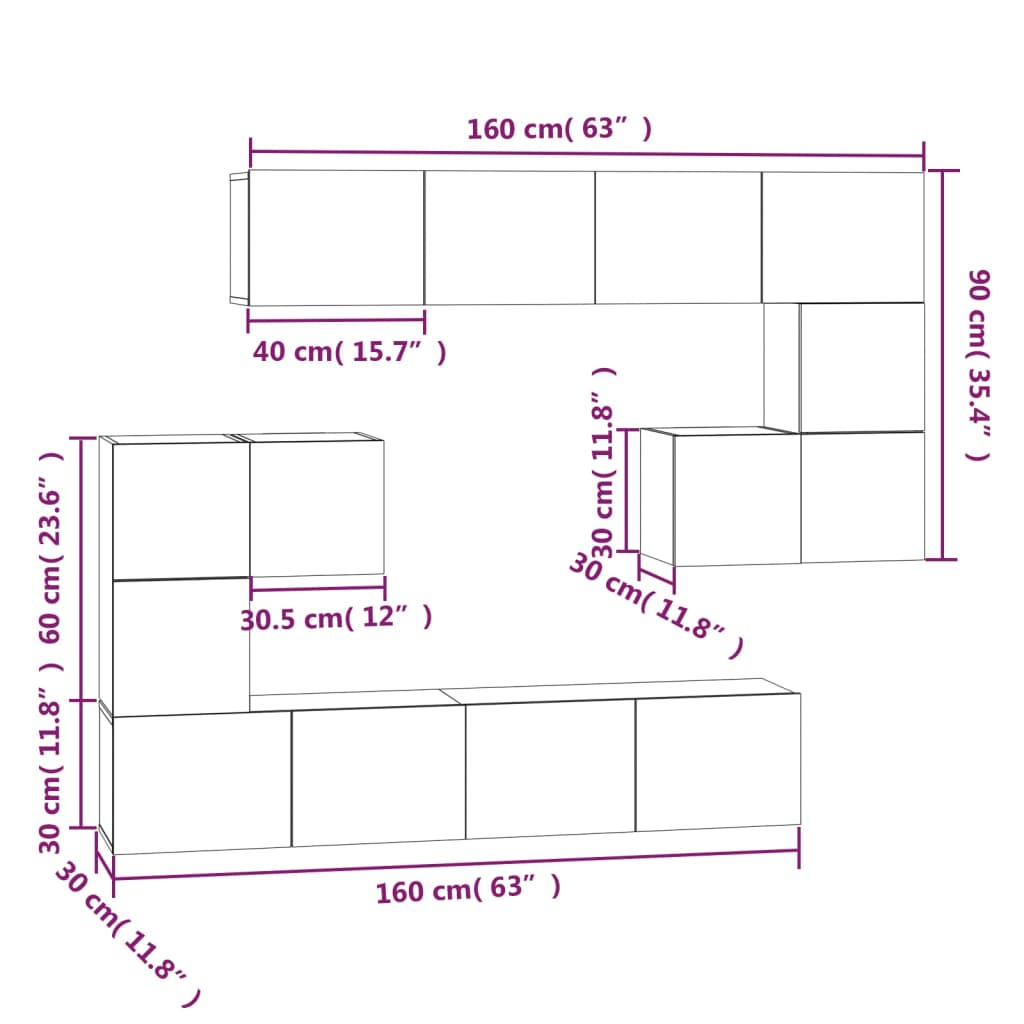 TV-möbel sonoma ek 37x37x72 cm Väggmonterad TV-bänk