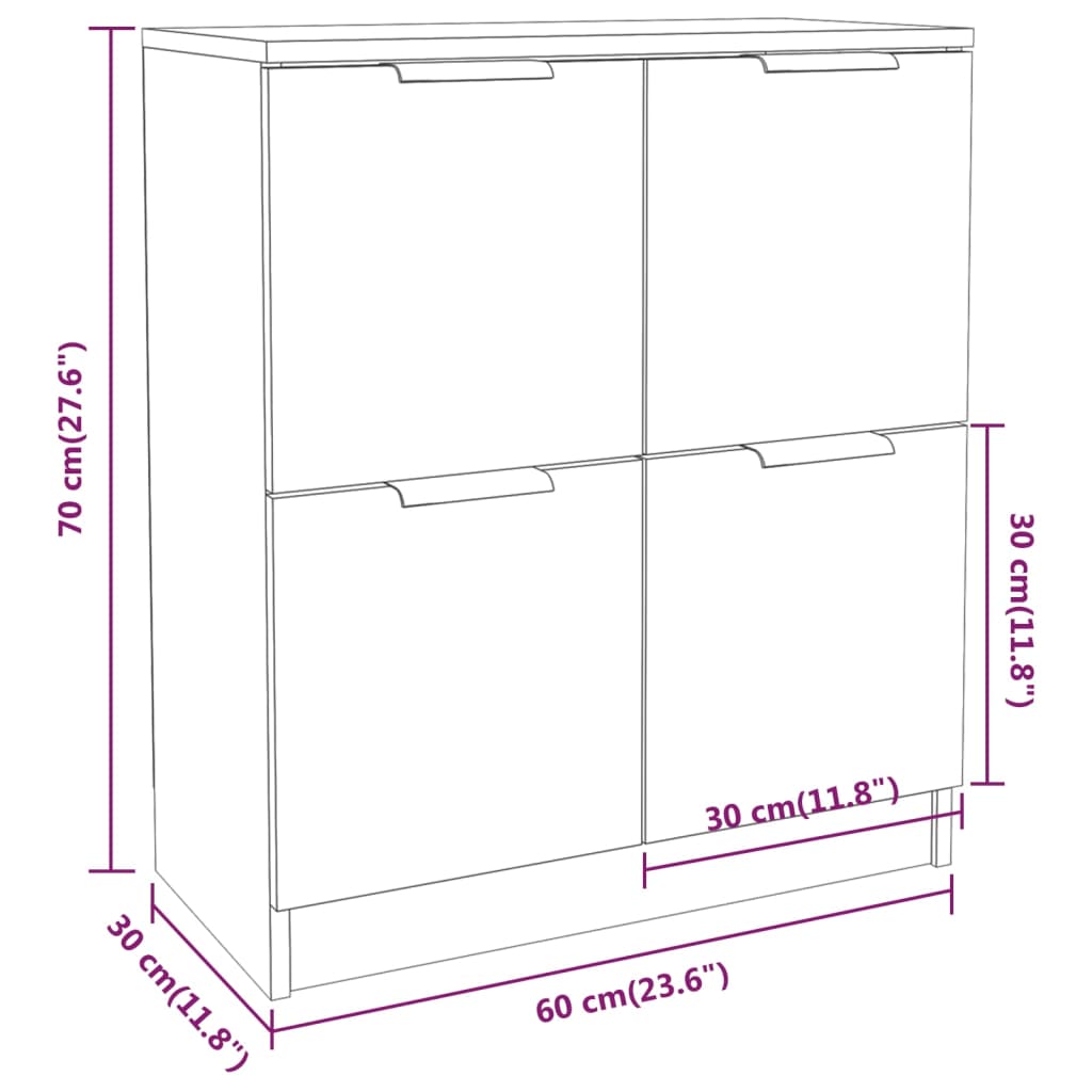 Skänk vit 2 delar 60x30x70 cm