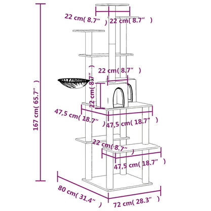 Kattmöbel ljusgrå Klösträd med sisalpelare 167 cm