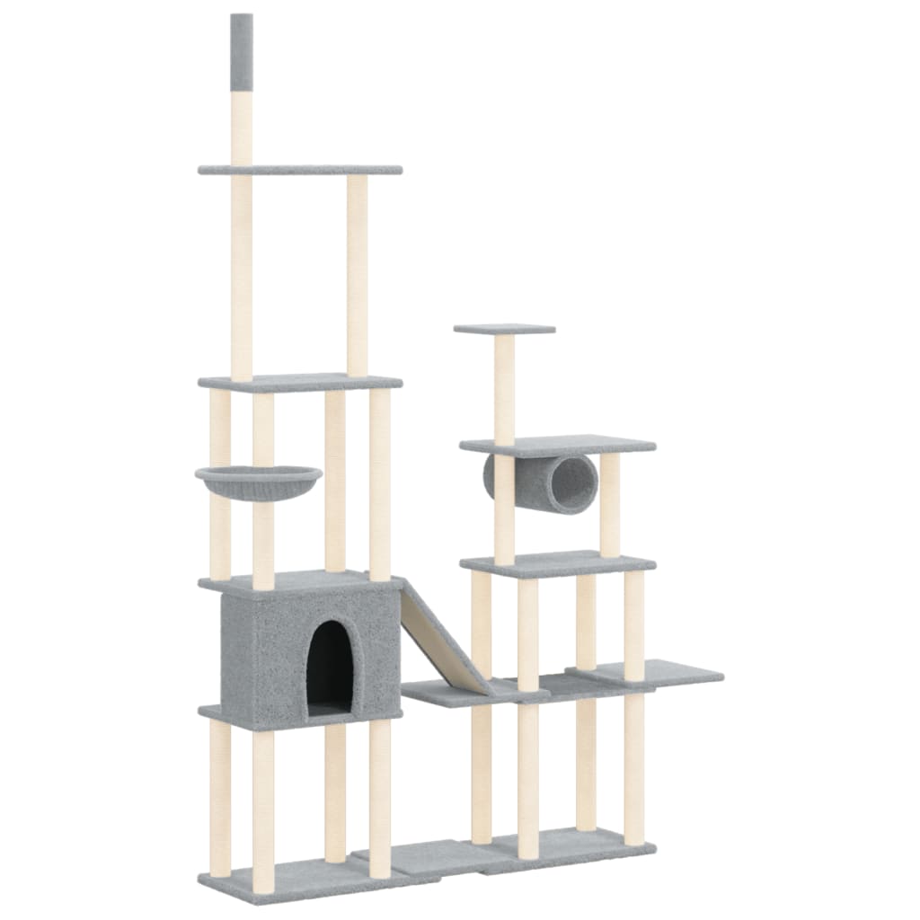 Kattmöbel ljusgrå Klösträd med sisalpelare 279 cm