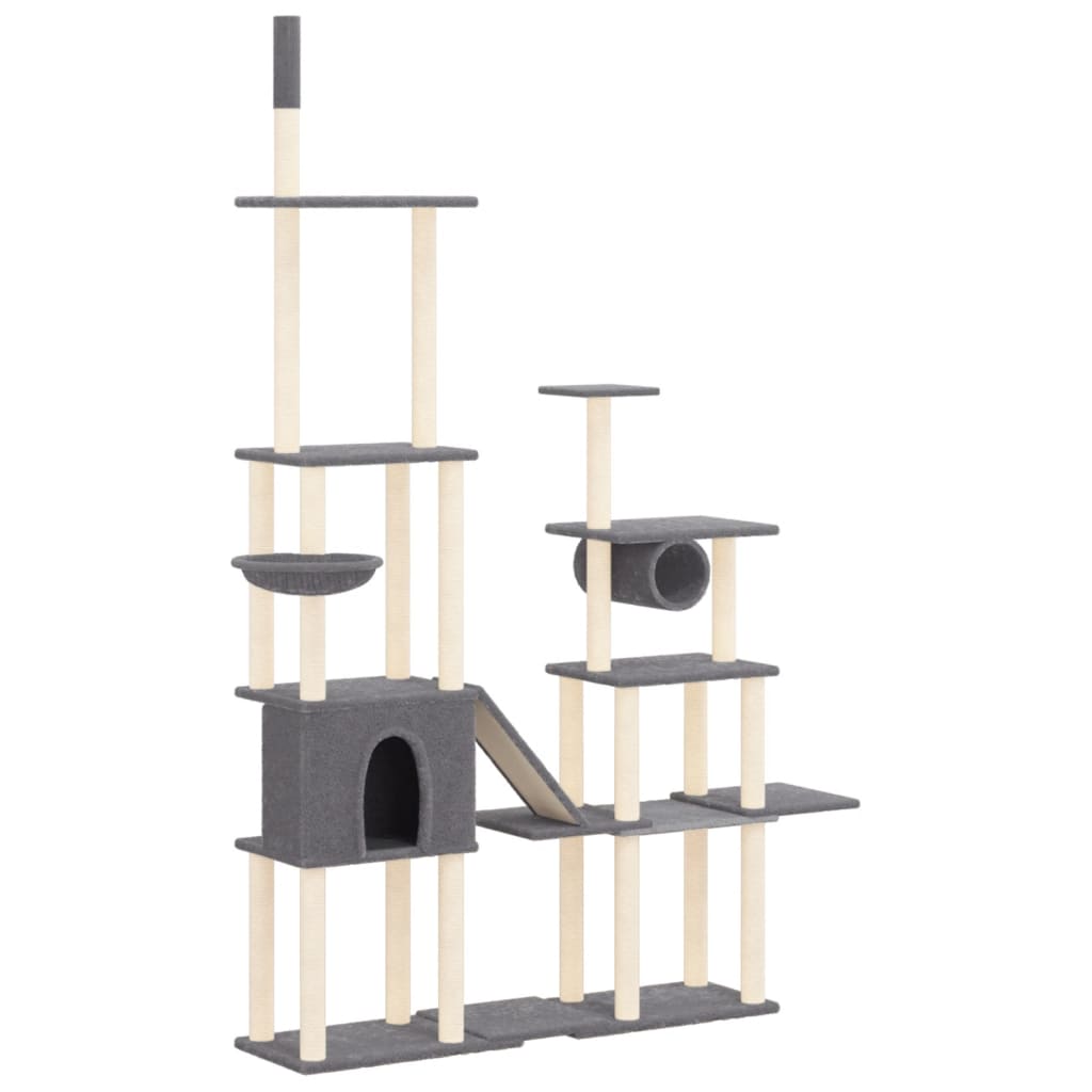 Kattmöbel mörkgrå Klösträd med sisalpelare 279 cm