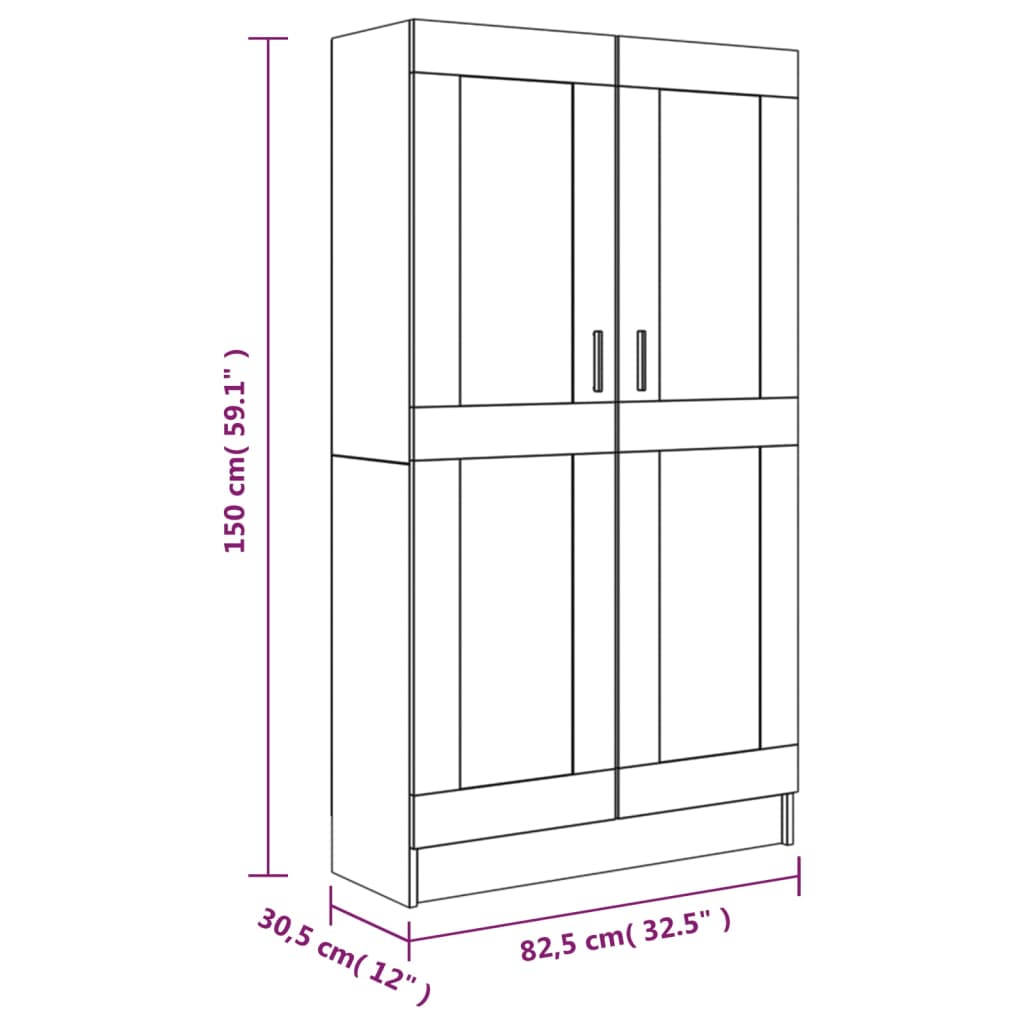 Kirjahylly Kirjahylly sonoma harmaa 82,5x30,5x150 cm