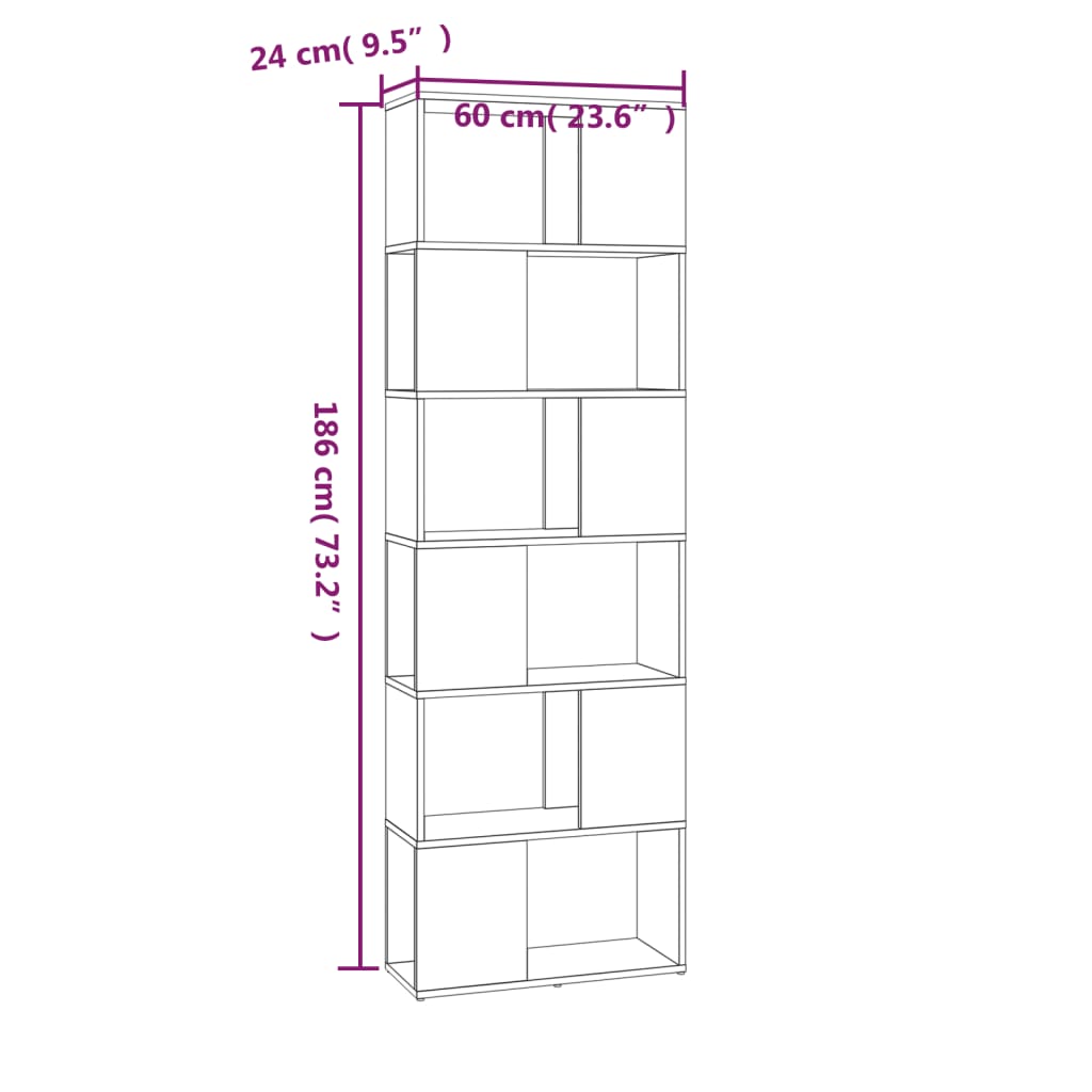 Kirjahylly Ruskea tammi 60x24x186 cm