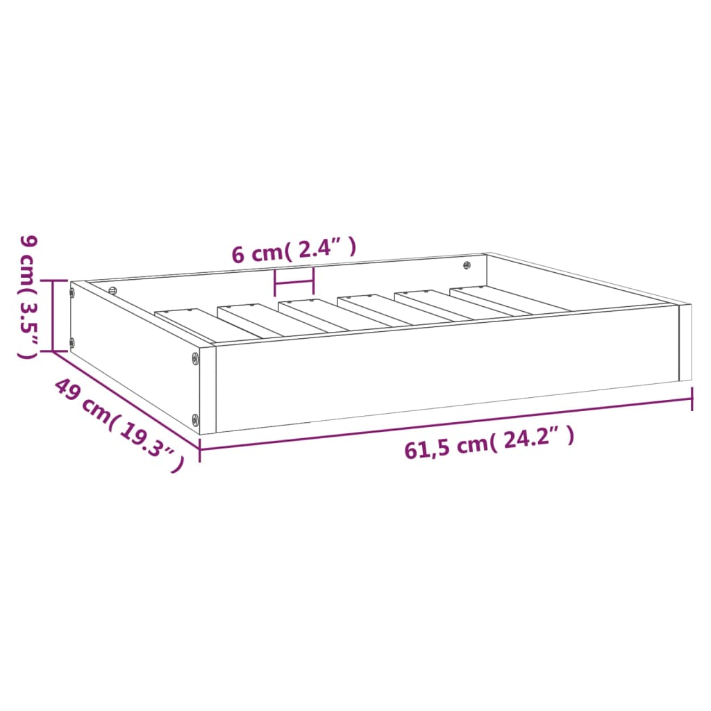 Hundsäng Hundbädd honungsbrun 61,5x49x9 massiv furu