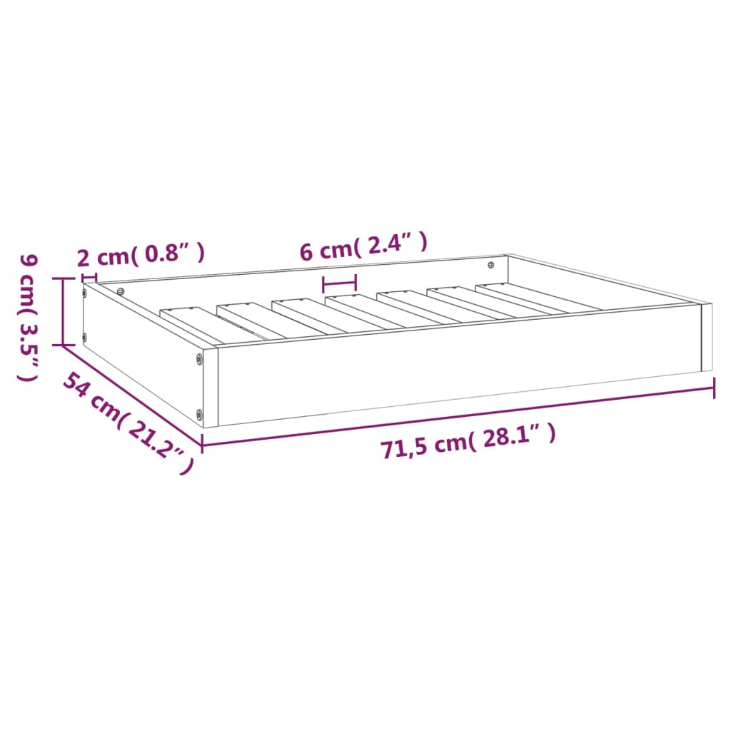 Hundsäng Hundbädd honungsbrun 71,5x54x9 massiv furu