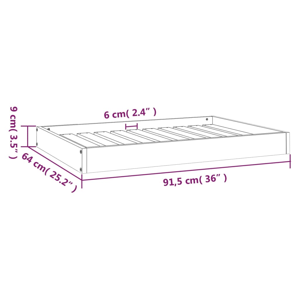 Hundsäng Hundbädd vit 91,5x64x9 cm massiv furu