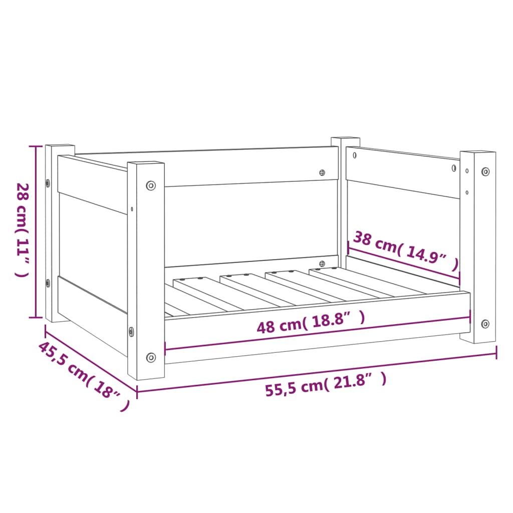 Hundsäng Hundbädd natur 55,5x45,5x28 massiv furu