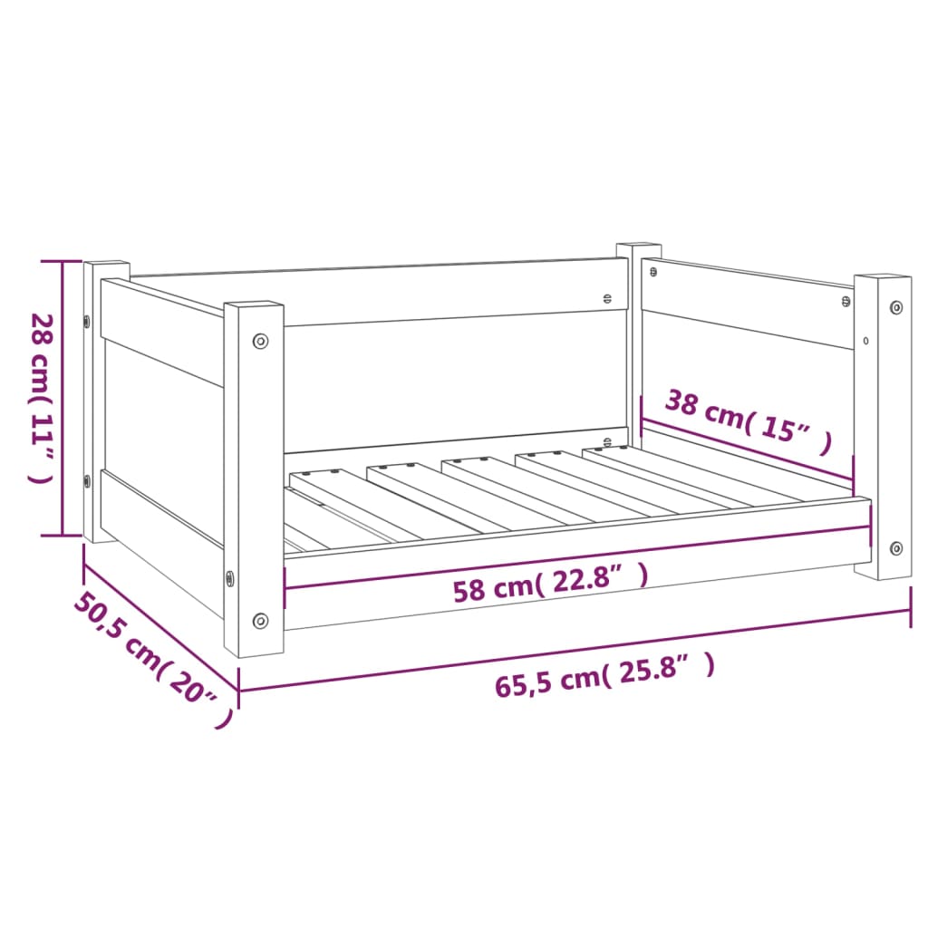 Hundsäng Hundbädd vit 65,5x50,5x28 massiv furu