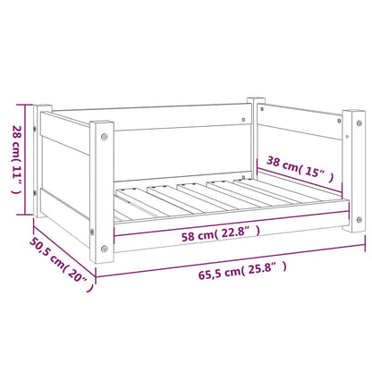 Hundsäng Hundbädd vit 65,5x50,5x28 massiv furu