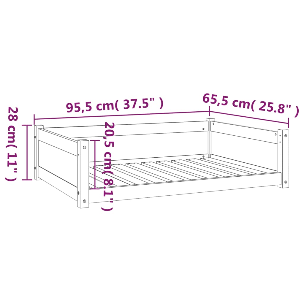 Hundsäng Hundbädd vit 95,5x65,5x28 massiv furu