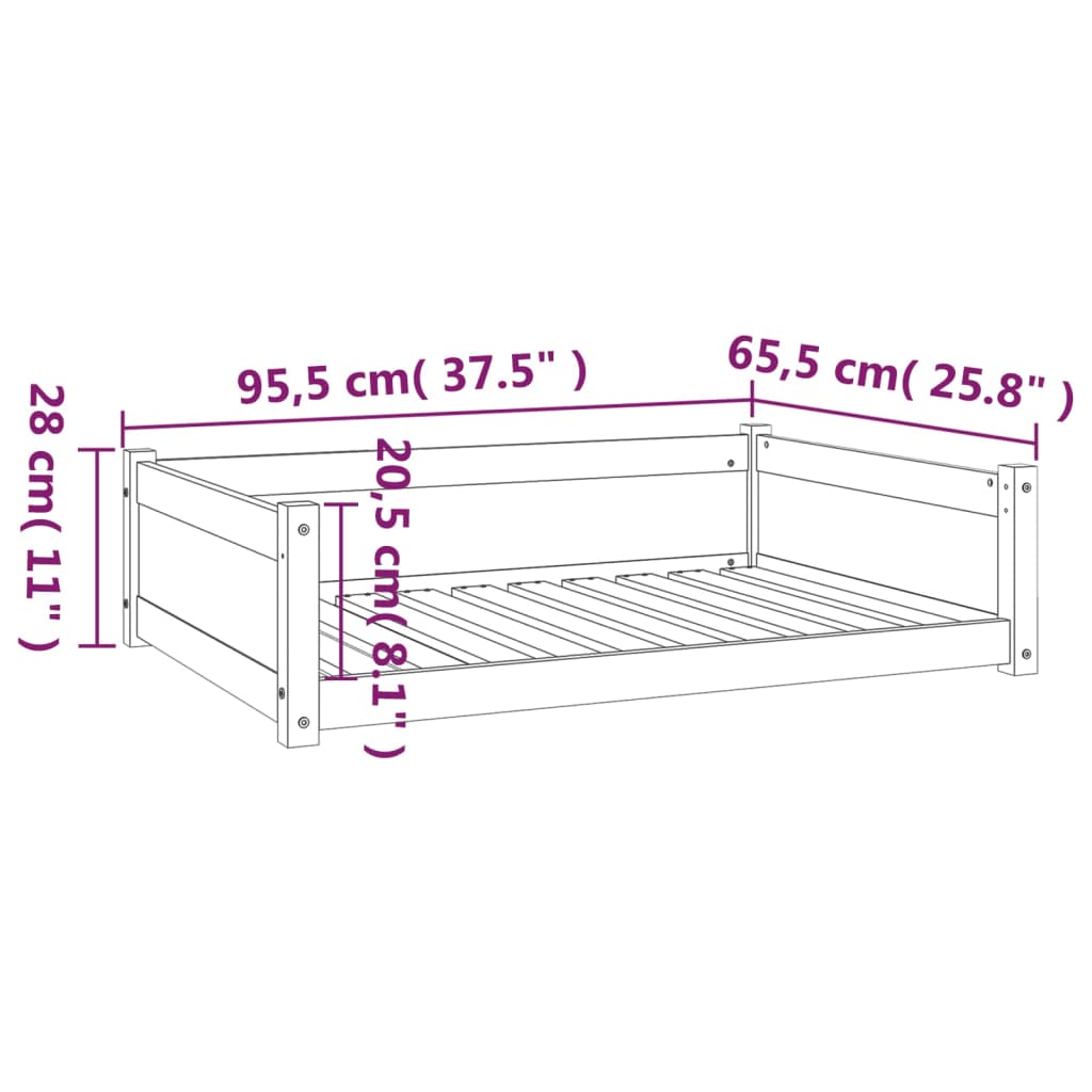 Koiran sänky Koiran sänky musta 95,5x65,5x28 massiivimäntyä