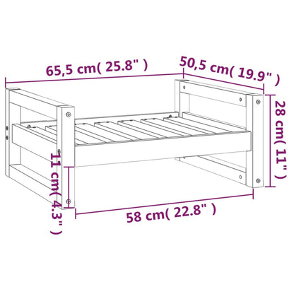 Hundsäng Hundbädd vit 65,5x50,5x28 cm massiv furu