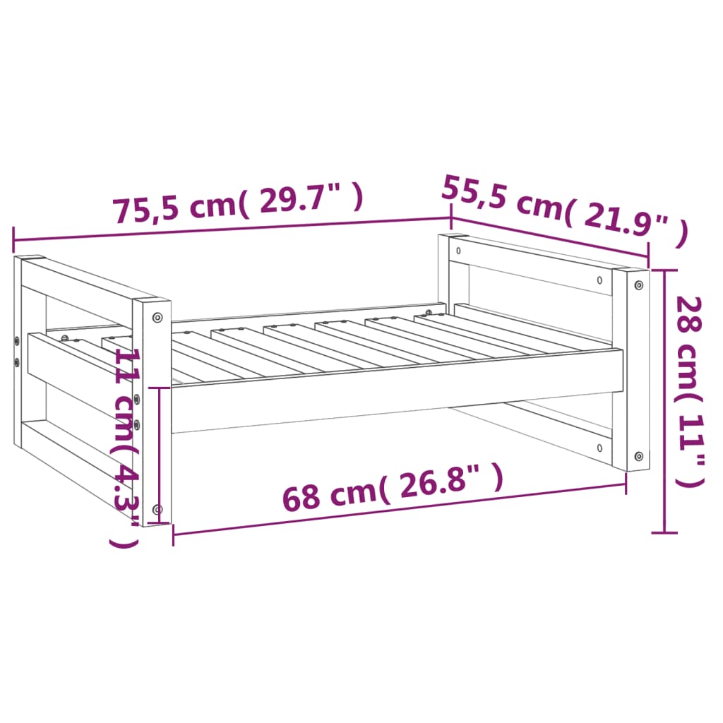 Hundsäng Hundbädd natur 75,5x55,5x28 massiv furu