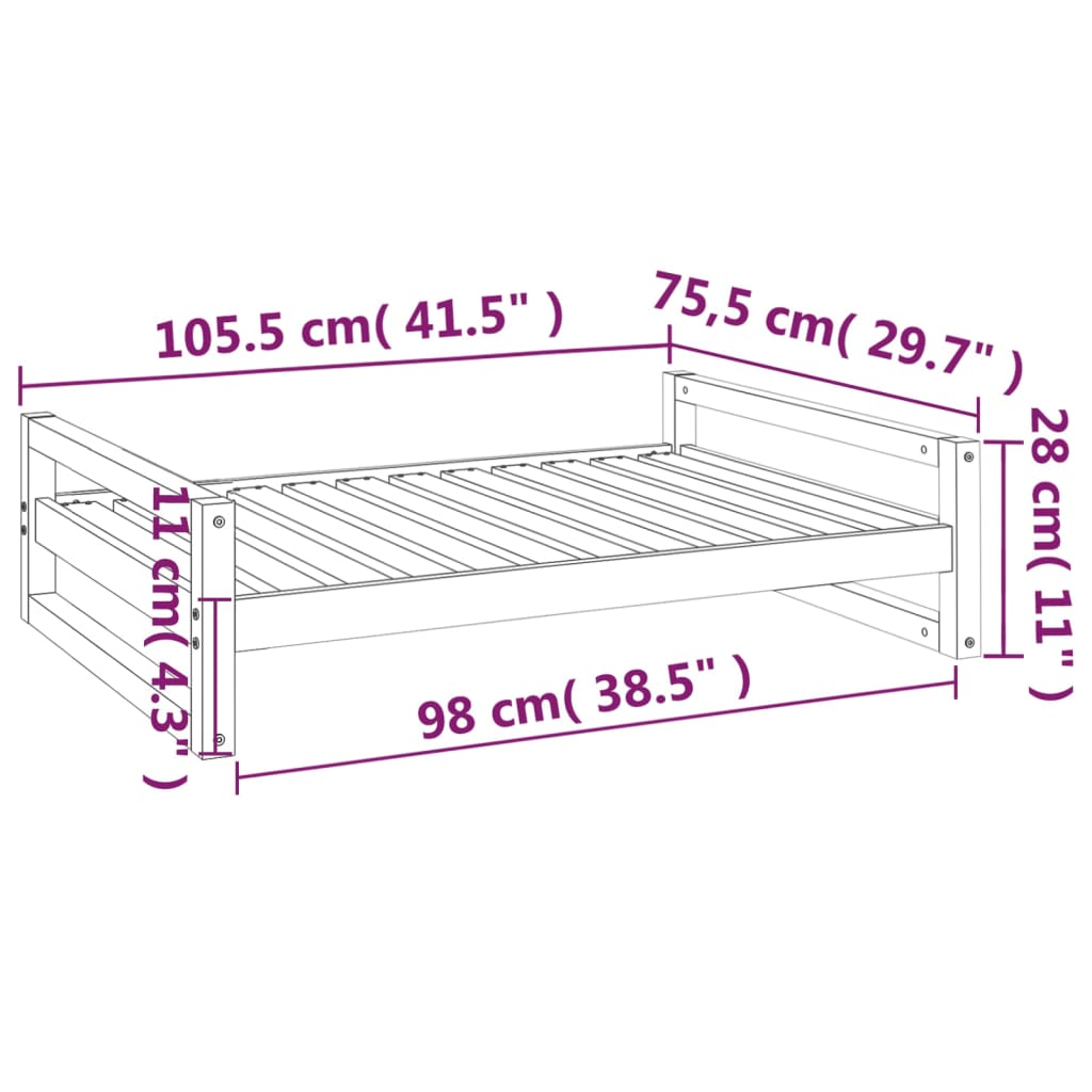 Hundsäng Hundbädd natur 105,5x75,5x28 massiv furu