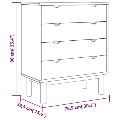 Byrå brun grå OTTA 76,5x39,5x90cm massiv trä furu