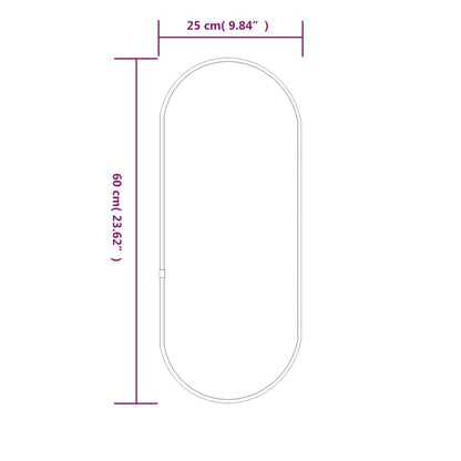 Seinäpeili musta 60x25 cm soikea