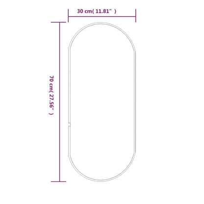 Väggspegel svart 70x30 cm oval