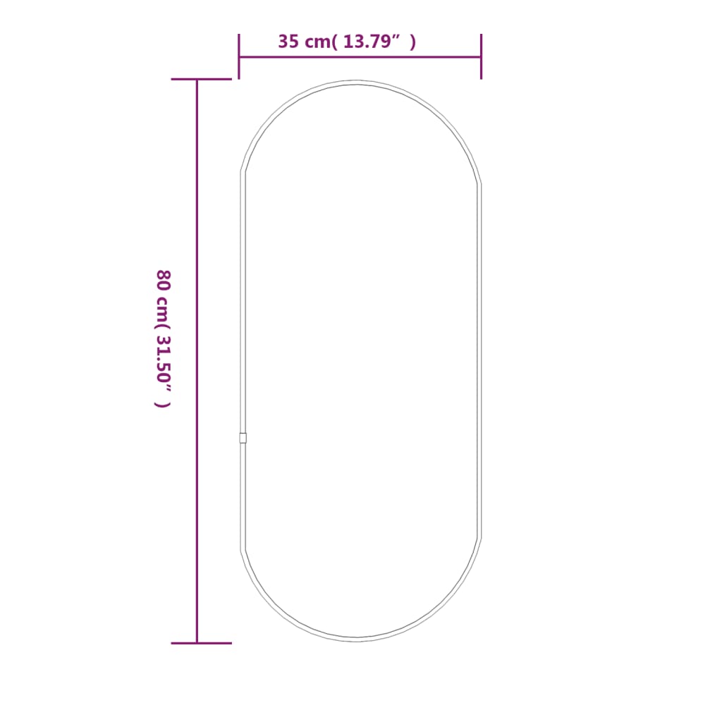 Väggspegel svart 80x35 cm oval