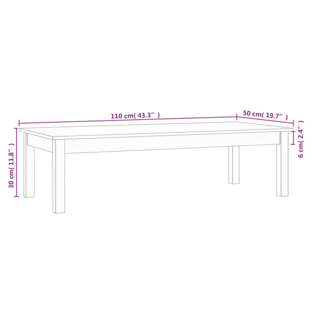 Soffbord massiv furu 110x50x30 cm