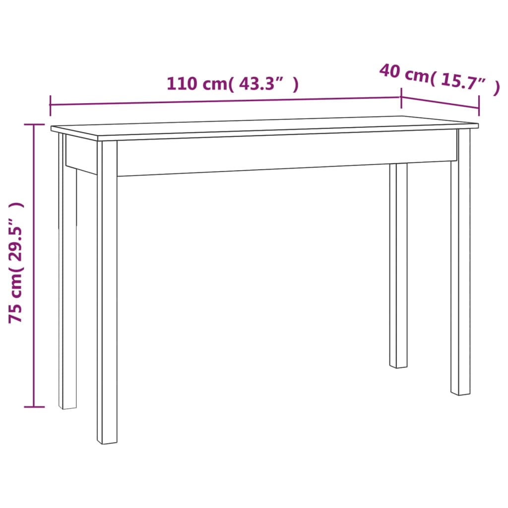 Avlastningsbord konsolbord massiv furu natur 110x40x75 cm