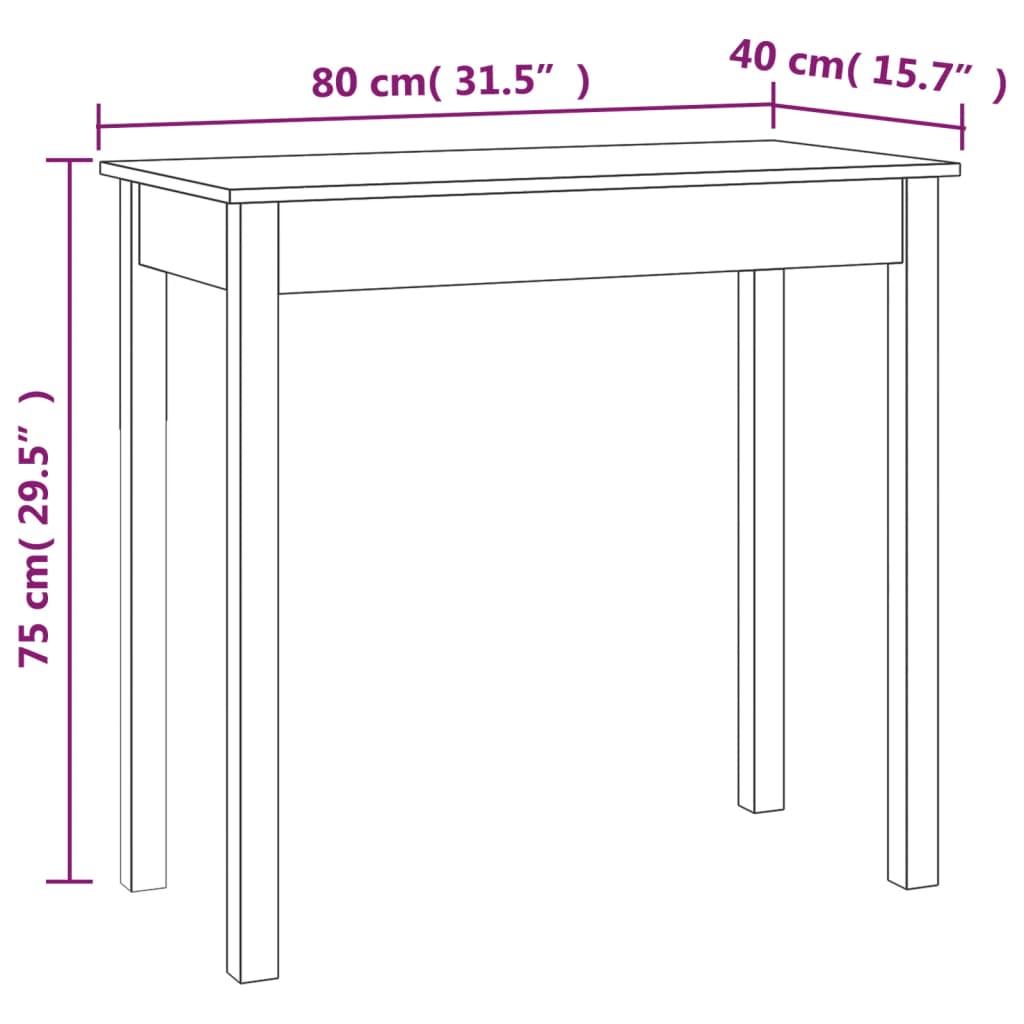 Avlastningsbord konsolbord vit 80x40x75 cm massiv furu