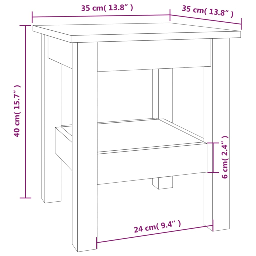 Soffbord brun 35x35x40 cm furu