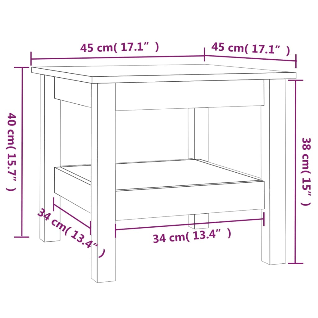 Soffbord brun 45x45x40 cm furu