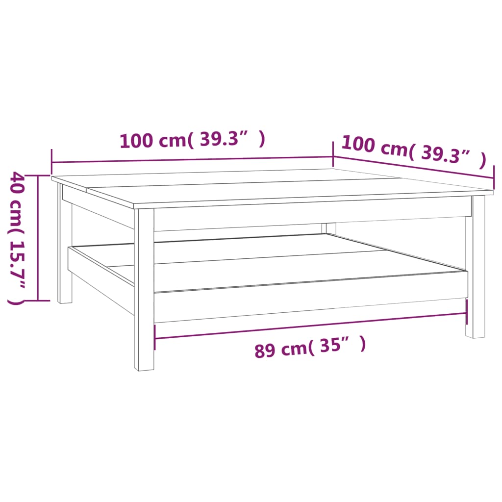 Soffbord vit 100x100x40 cm furu