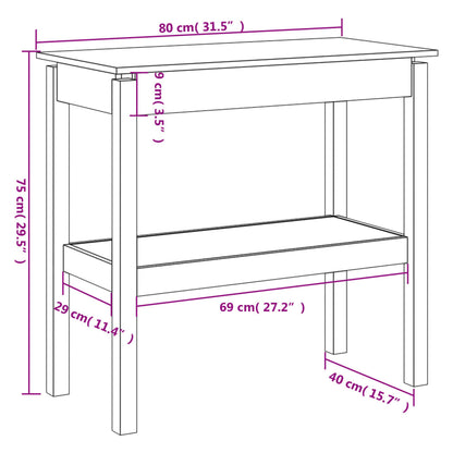 Avlastningsbord konsolbord massiv furu 80x40x75 cm