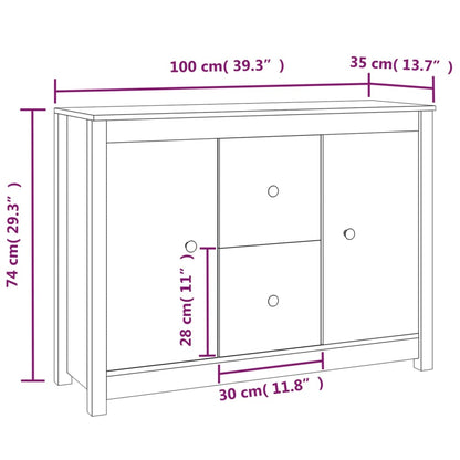 Skänk massiv trä furu 100x35x74 cm