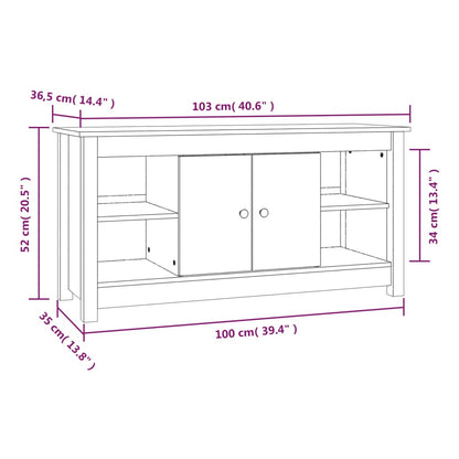 TV-möbel svart massiv trä furu TV-bänk 103x36,5x52 cm