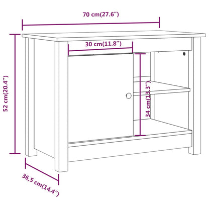 TV-möbel svart massiv trä furu TV-bänk 70x36,5x52 cm