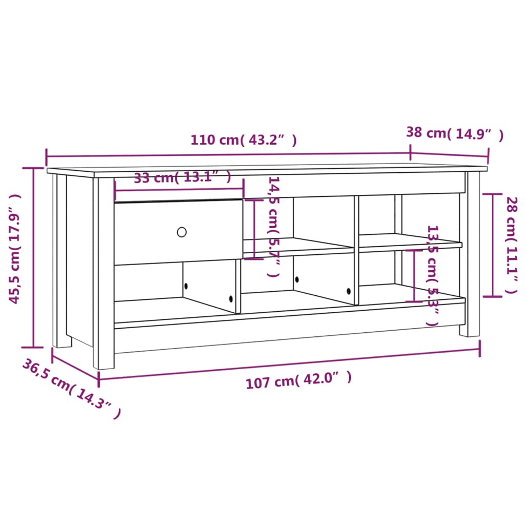 Kenkäteline Kenkäkaappi harmaa 110x38x45,5 cm massiivimäntyä