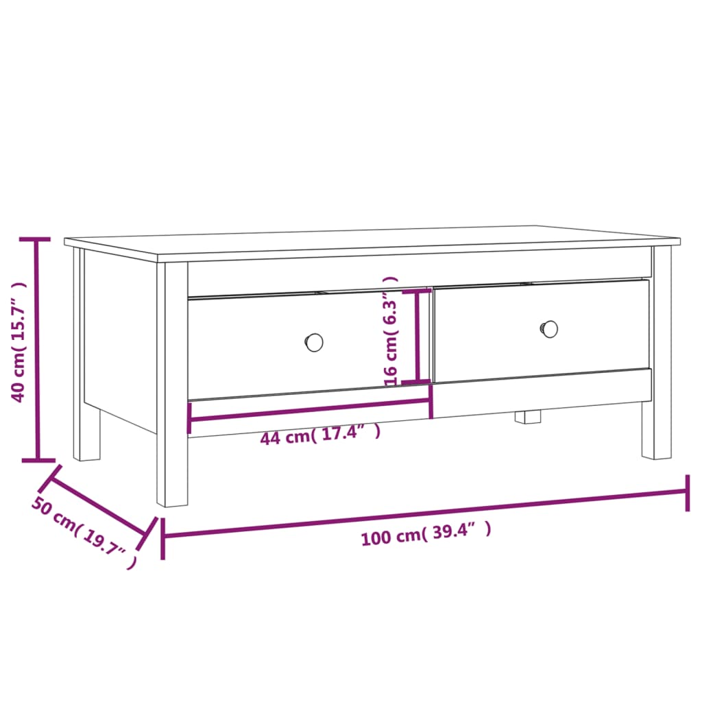 Soffbord brun 100x50x40 cm furu