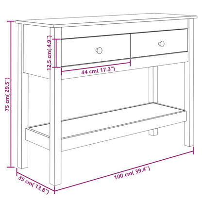 Avlastningsbord konsolbord vit 100x35x75 cm massiv furu