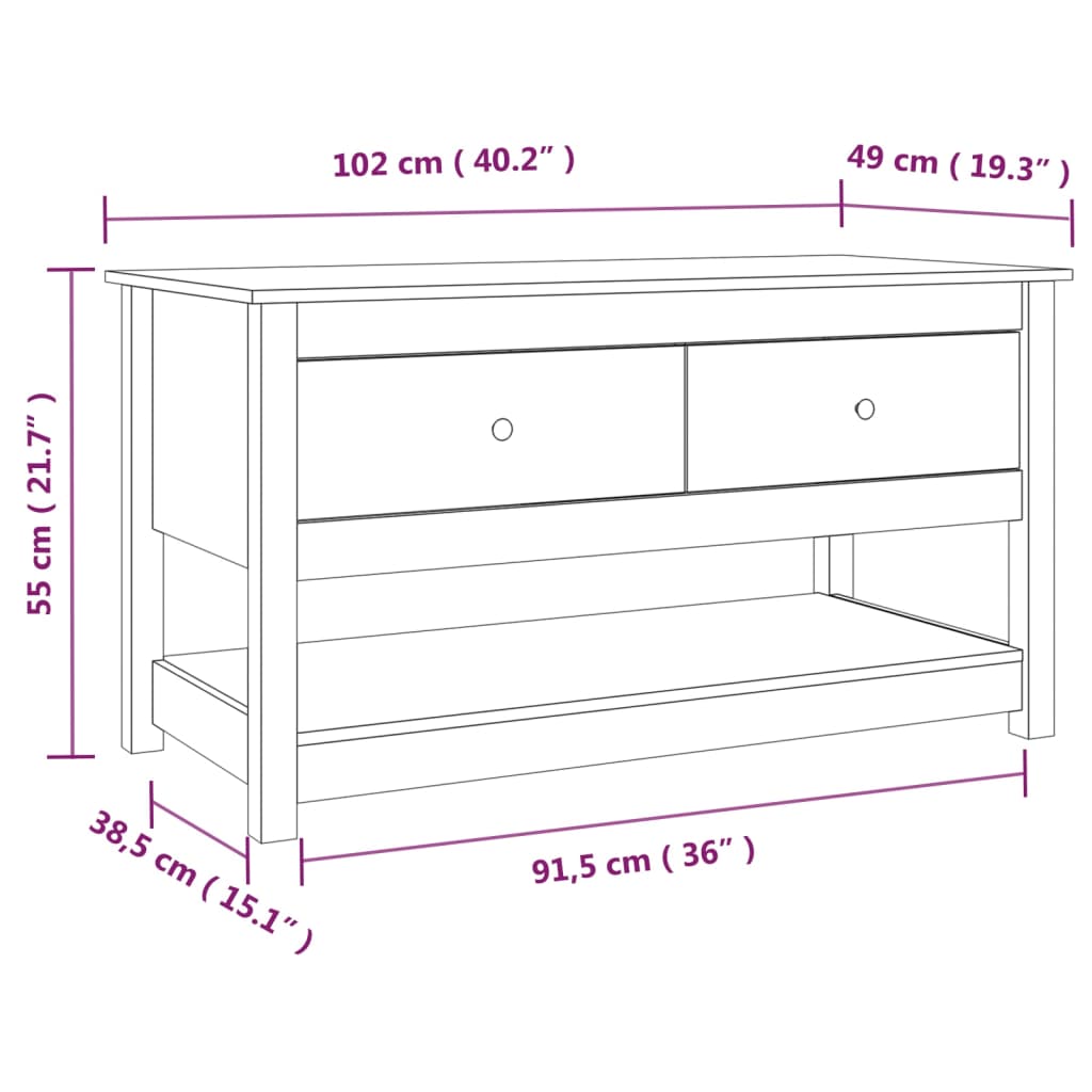 Sohvapöytä harmaa 102x49x55 cm mänty