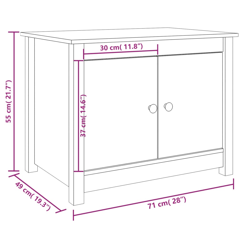 Soffbord brun 71x49x55cm furu